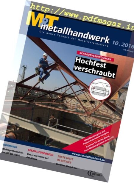 M&T metallhandwerk – Nr.10, 2016 Cover