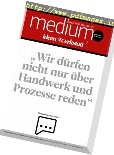 Medium Magazin – Oktober 2016 Cover