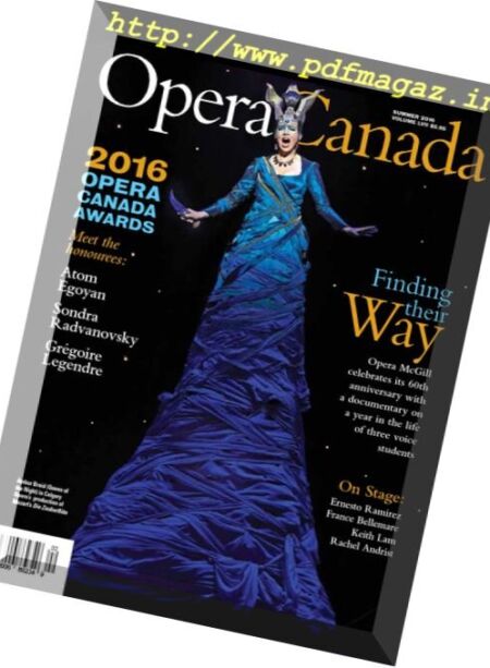 Opera Canada – Summer 2016 Cover