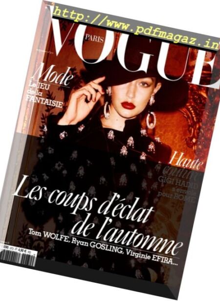 Vogue Paris – Novembre 2016 Cover