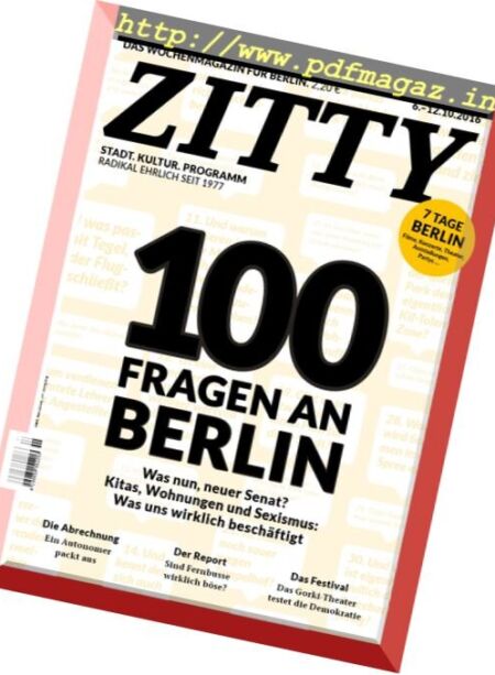 Zitty – 6 Oktober 2016 Cover