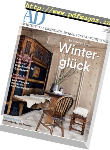 AD Architectural Digest Germany – Dezember 2016 – Januar 2017 Cover