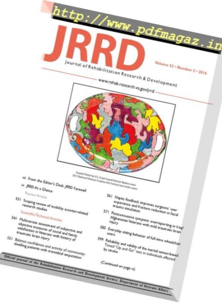 Journal of Rehabilitation Research and Development (JRRD) – Volume 53 Issue 5 2016 Cover