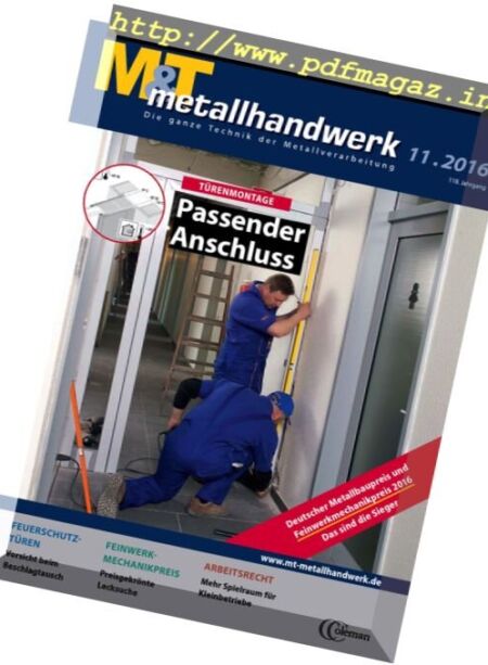 M&T metallhandwerk – Nr.11, 2016 Cover