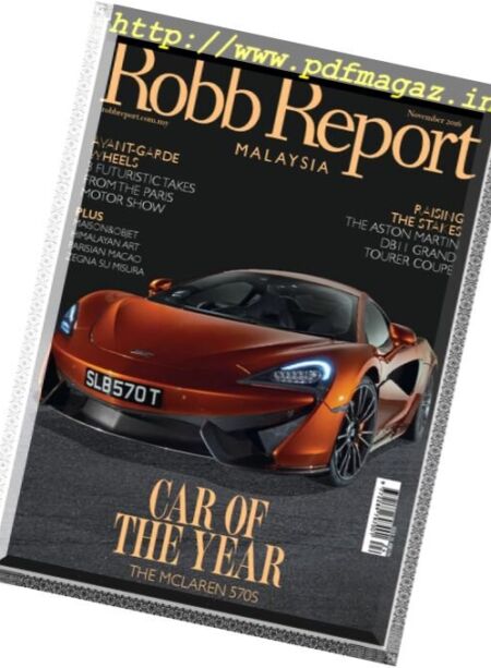 Robb Report Malaysia – November 2016 Cover