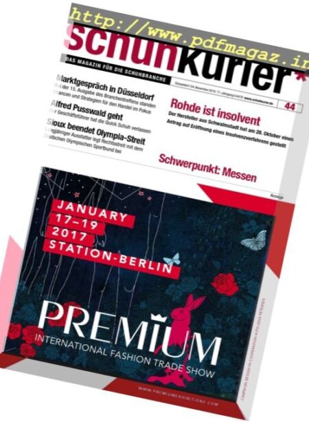 Schuhkurier – 4 November 2016 Cover