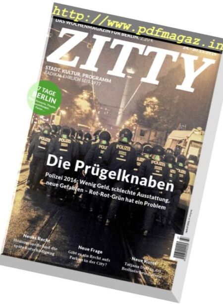 Zitty – 24 November 2016 Cover