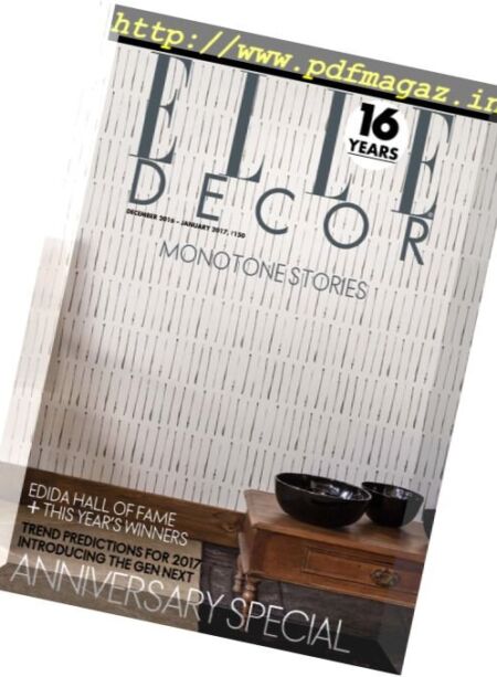 Elle Decor India – December 2016 – January 2017 Cover