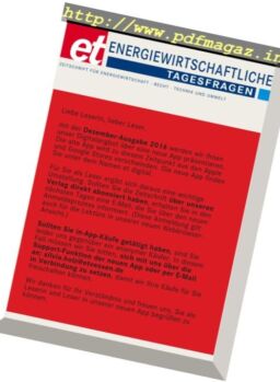 Energiewirtschaftliche Tagesfragen – Dezember 2016