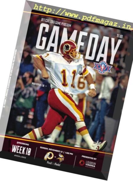 Gameday Magazine – 2016 Washington Redskins Cover