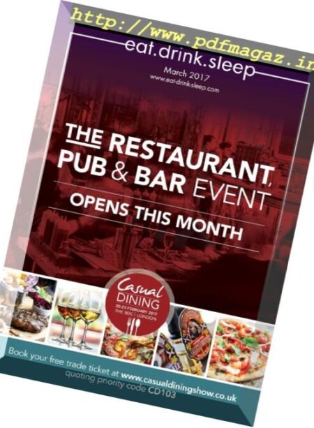 Eat. Drink. Sleep – March 2017 Cover