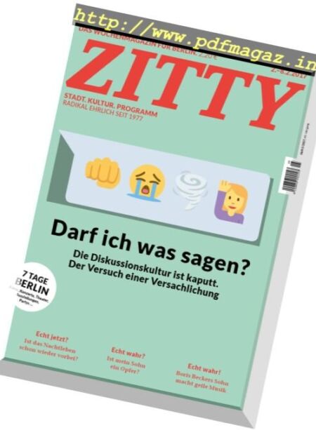 Zitty – 2 Februar 2017 Cover