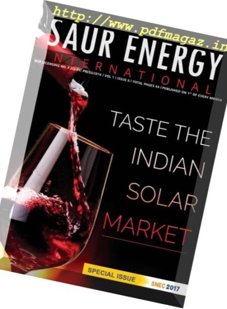 Saur Energy International – April 2017 Cover