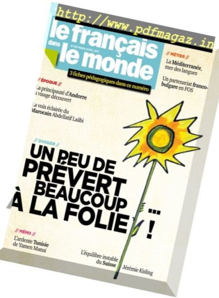 Le francais dans le monde – Mars-Avril 2017 Cover
