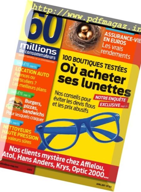 60 millions de consommateurs – Avril 2017 Cover
