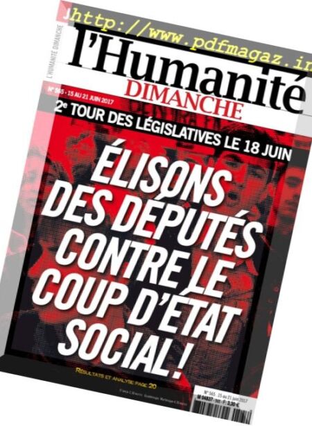 L’Humanite Dimanche – 15 au 21 Juin 2017 Cover
