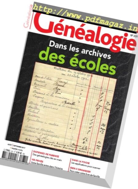 La Revue Francaise de Genealogie – Aout-Septembre 2017 Cover