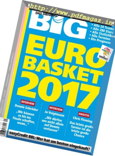 BIG – Basketball in Deutschland – August 2017 Cover