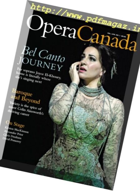 Opera Canada – Volume LVIII, Issue 1 2017 Cover