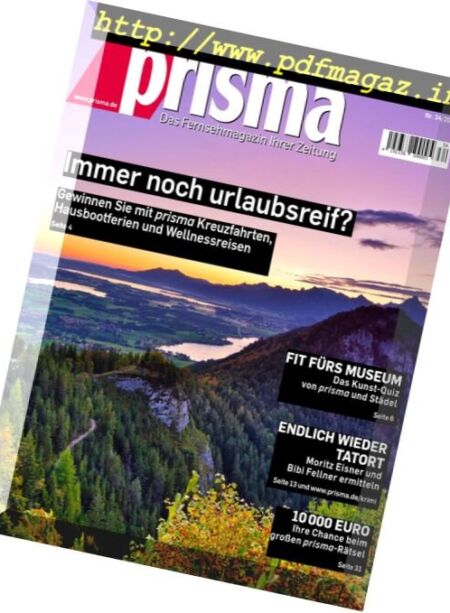 Prisma – 26 August 2017 Cover