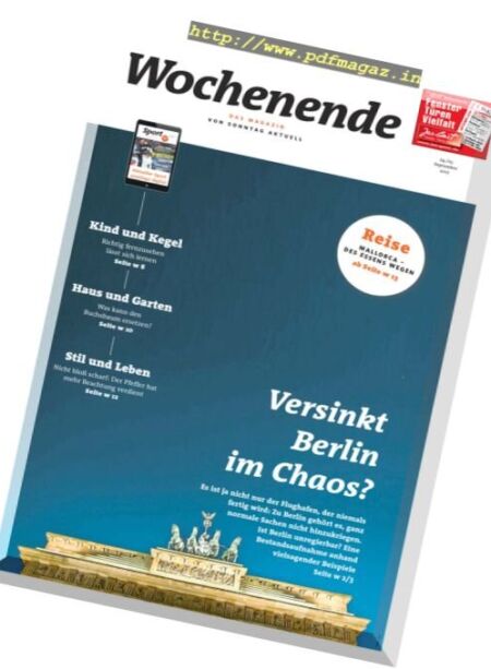 Wochenende – Das Magazin – 24 September 2017 Cover