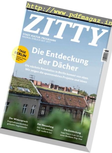 Zitty – 7 September 2017 Cover