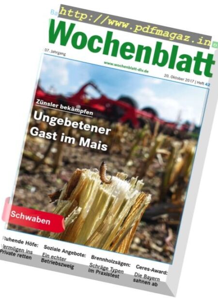 Bayerisches Landwirtschaftliches Wochenblatt Schwaben – 20 Oktober 2017 Cover