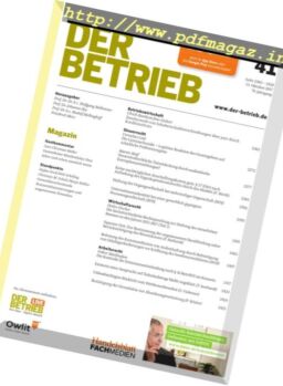 Der Betrieb – 13 Oktober 2017