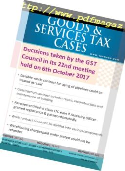 Goods & Services Tax Cases – 23 October 2017
