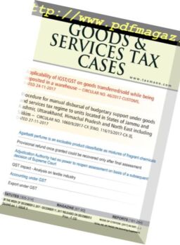 Goods & Services Tax Cases – 5 December 2017