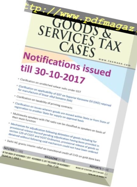 Goods & Services Tax Cases – 7 November 2017 Cover