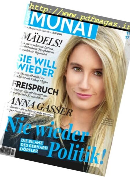 Karntner Monat – November 2017 Cover