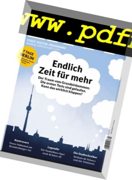 Zitty – 9 November 2017 Cover