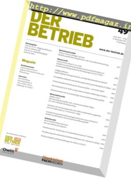 Der Betrieb – 8 Dezember 2017