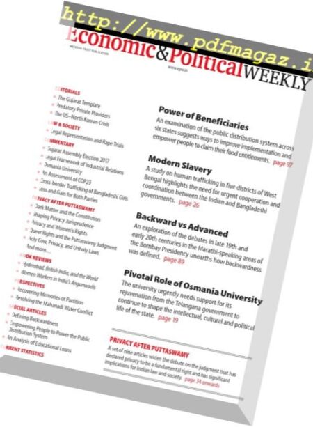 Economic & Political Weekly – 24 December 2017 Cover