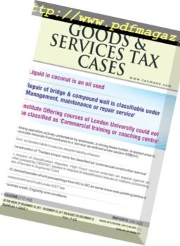 Goods & Services Tax Cases – December 19, 2017