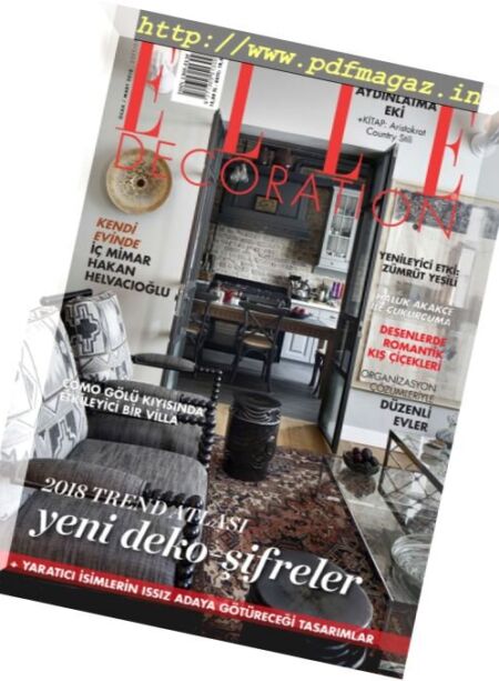 Elle Decoration Turkey – Ocak 2018 Cover