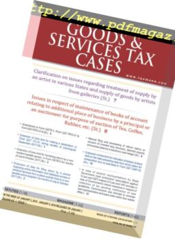 Goods & Services Tax Cases – 2 January 2018