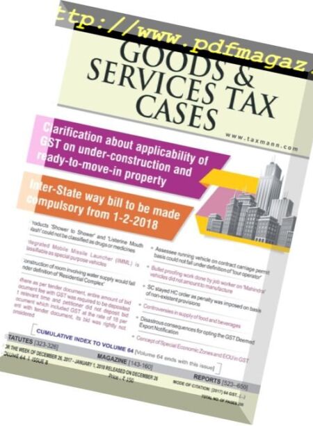 Goods & Services Tax Cases – 26 December 2017 Cover