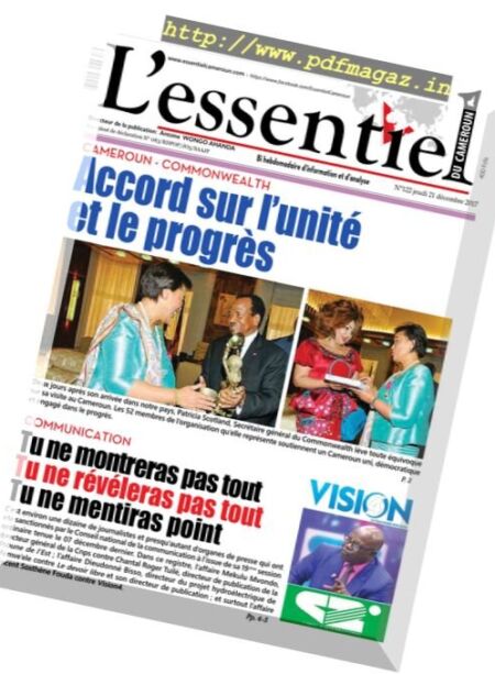 L’essentiel du Cameroun – 22 decembre 2017 Cover