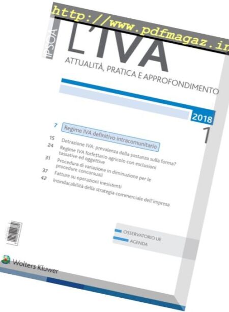 L’IVA – Gennaio 2018 Cover