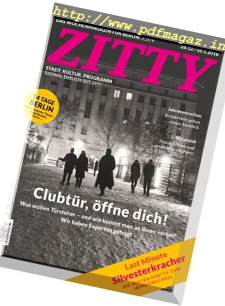 Zitty – 28. Dezember 2017 Cover