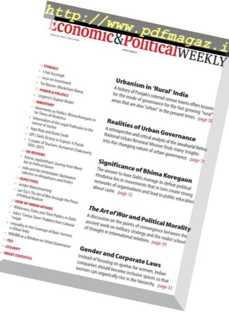 Economic & Political Weekly – 13 January 2018 Cover