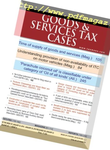 Goods & Services Tax Cases – 23 January 2018 Cover