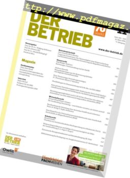 Der Betrieb – 16 Marz 2018
