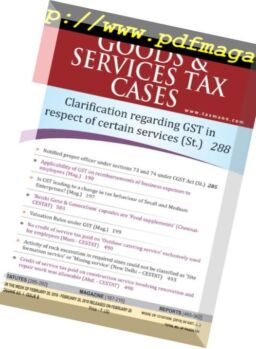 Goods & Services Tax Cases – 20 February 2018