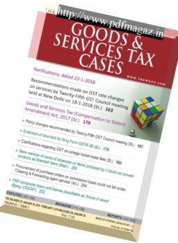 Goods & Services Tax Cases – 30 January 2018