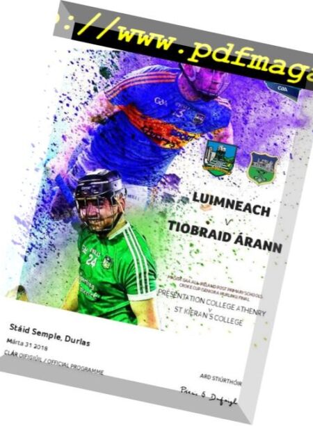 GAA Match Programmes – 31 March 2018 Cover