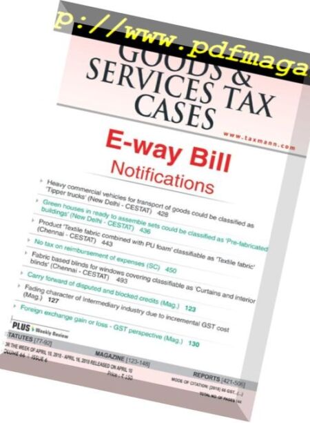 Goods & Services Tax Cases – 10 April 2018 Cover