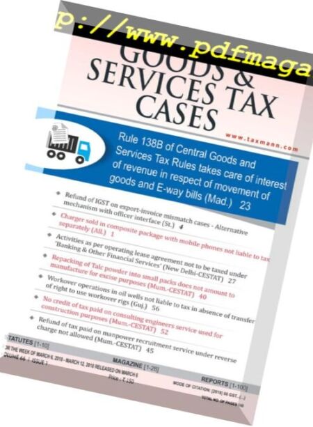 Goods & Services Tax Cases – 6 March 2018 Cover